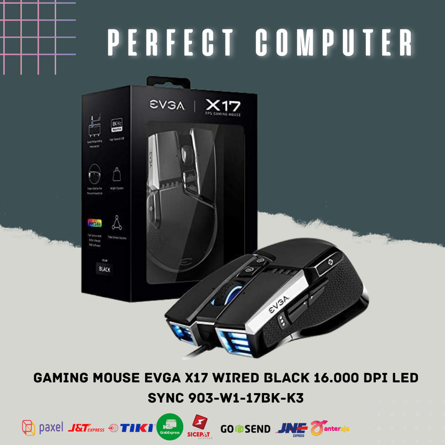 MOUSE GAMING EVGA X17 WIRED BLACK 16.000 DPI LED SYNC 903-W1-17BK-K3
