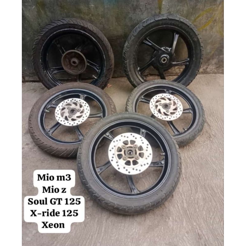 pelek depan set belakang komplit full Mio m3, Mio z, Mio 125, soul GT 125, Xeon, x-ride 125 TAPAK LE