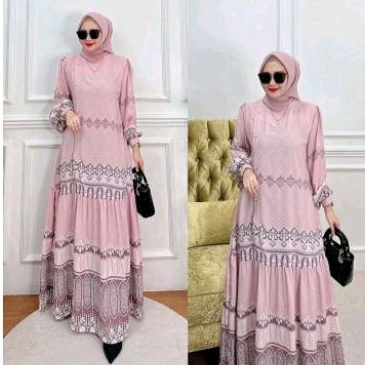 DRESS WANITA MOTIF PINK