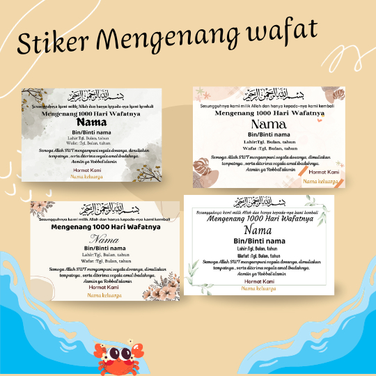 

Stiker Mengenang Wafat Orang Terkasih/isi 20pcs/Stiker nasi box/Stiker tahlilan