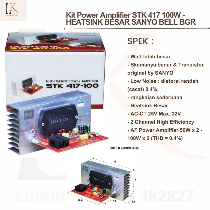 Kit Power Amplifier STK 417 100W - HEATSINK BESAR SANYO BELL BGR / KIT AMPLI