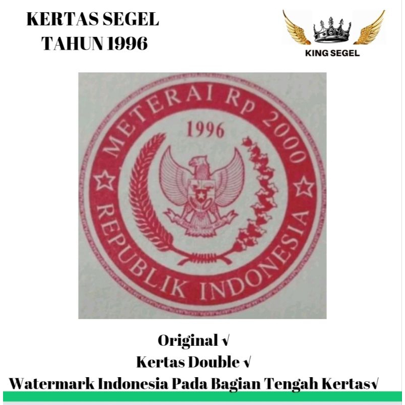 

Dck Kertas Segel Tahun 1996 Double Asli