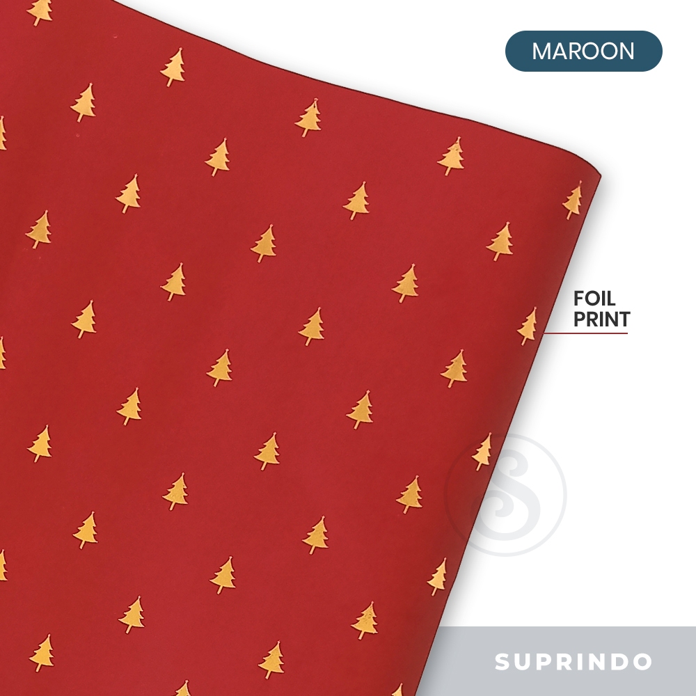 Premium Kertas Kado Foil POHON NATAL (5 Lembar)