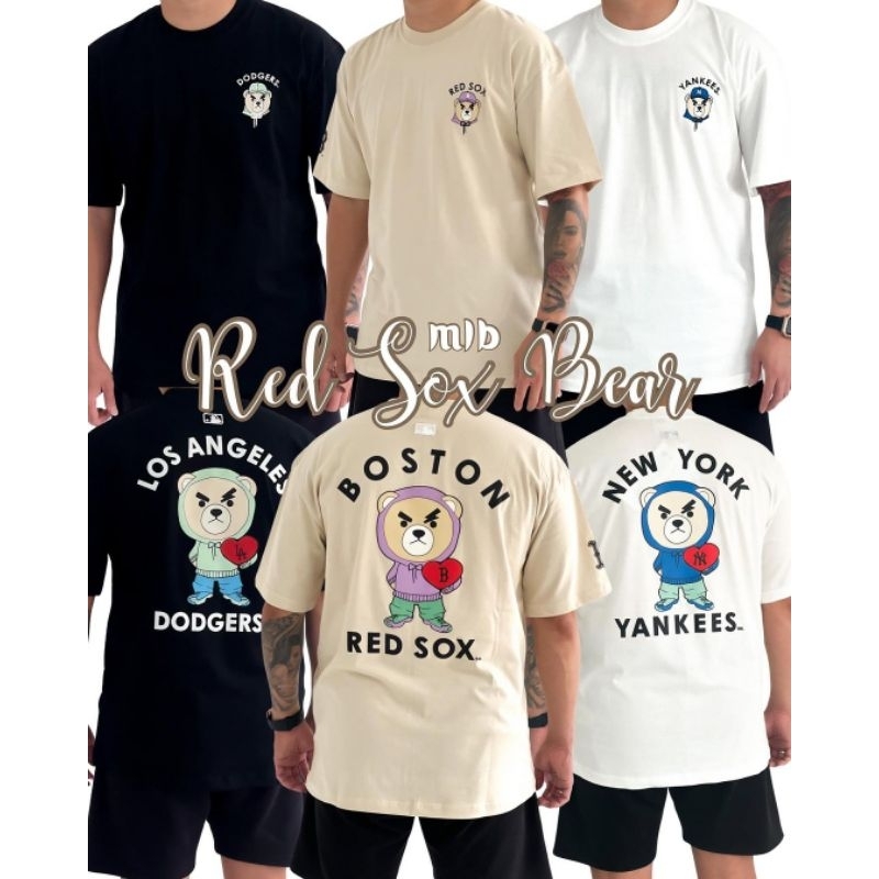 KAOS PRIA WANITA UNISEX MLB RED SOX BEAR TSHIRT