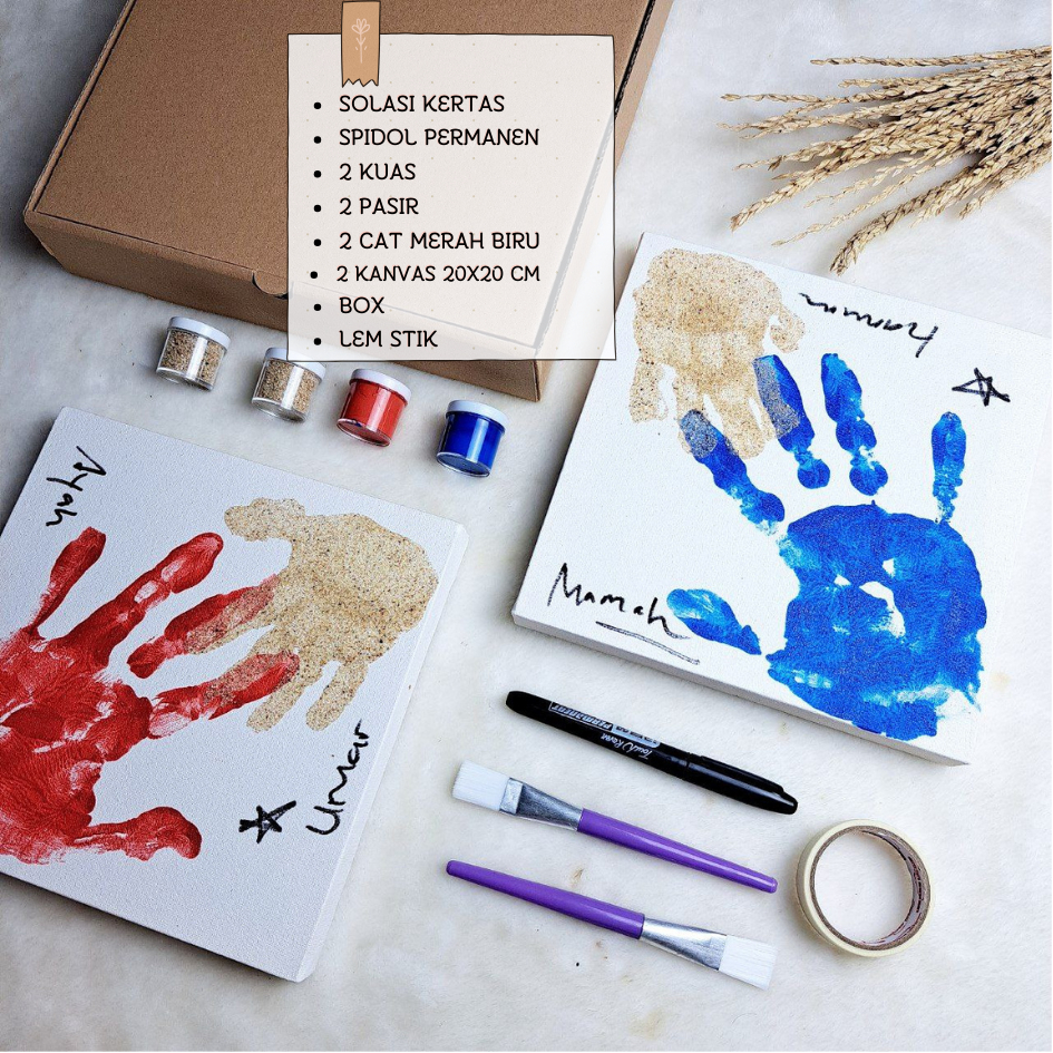 

Kanvas Cap Tangan Couple Kanvas Lukis Tangan Couple Hand Painting Kit Canvas DIY cat dan pasir