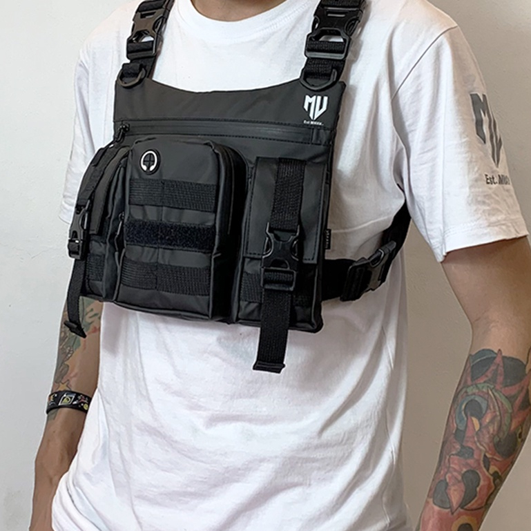 Original Mivver Tas Dada Anti Air Waterproof Chestbag Black Fire Tas Pria Rompi