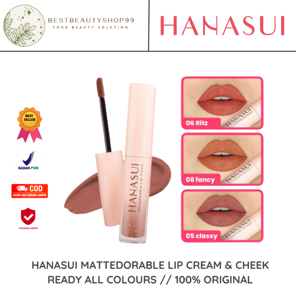 HANASUI MATTEDORABLE LIP CREAM & CHEEK WITH VITAMIN E AND OLIVE OIL - 4 GRAM 100% ORIGINAL / LIP CRE