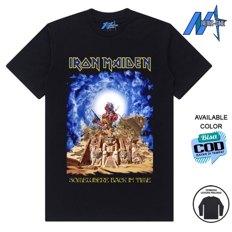 KAOS DISTRO BAND IRON MAIDEN SOMEWHERE BACK IN TIME | TSHIRT DISTRO ORIGINAL DESAIN UNISEX ~ BAHAN K