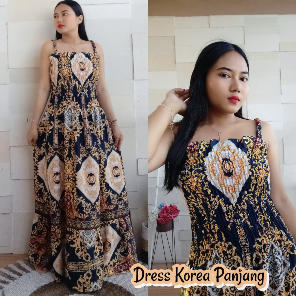 Dress Korea Panjang Motif -B