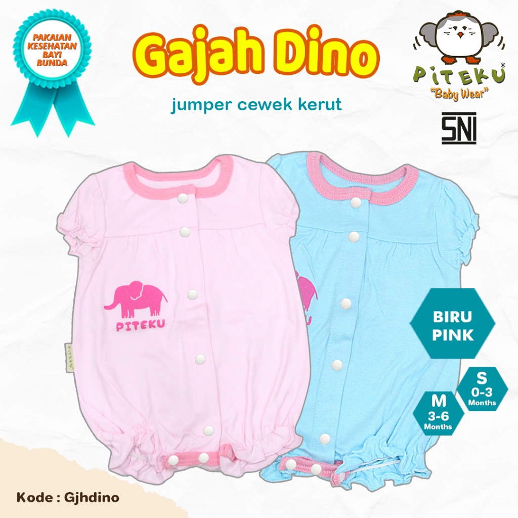 PITEKU GAJAH DINO SERIES / PITEKU JUMPER CEWEK KERUT / PITEKU JUMPER CEWEK REMPEL / HANSOP BABY GIRL