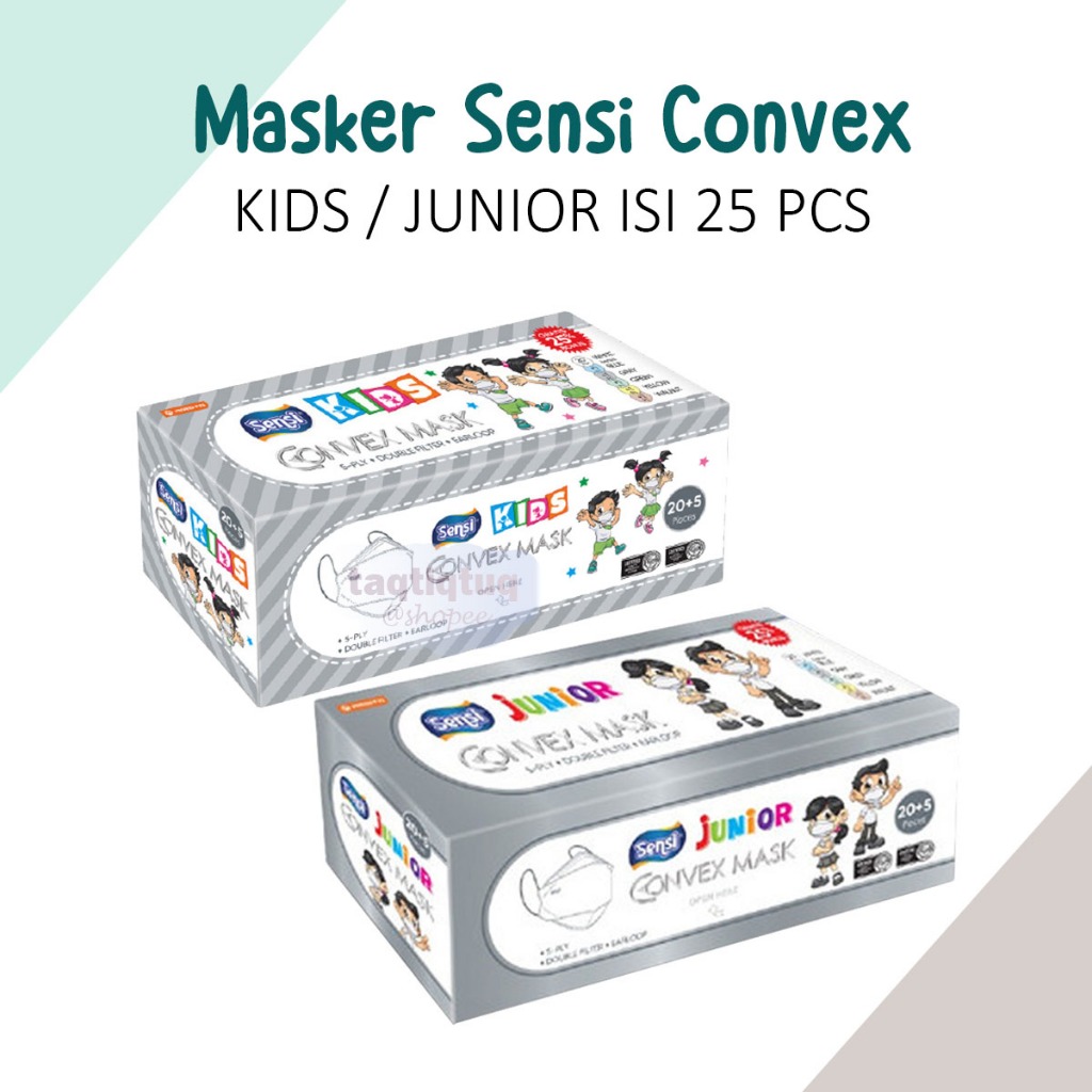 Masker Sensi Convex Kids Atau Junior 5 Ply Earloop 1 Box Isi 25 Pcs Masker KF94 Anak / Masker Anak K