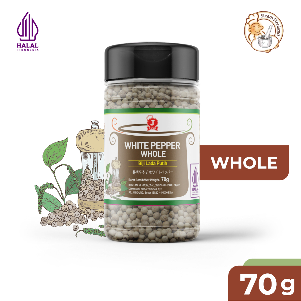 

J FOOD White Pepper Whole (Lada Putih Utuh) 70gr