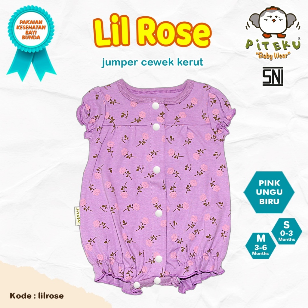 PITEKU LIL ROSE JUMPER KERUT / PITEKU JUMPER BABY GIRL / PITEKU HANSOP BUNGA