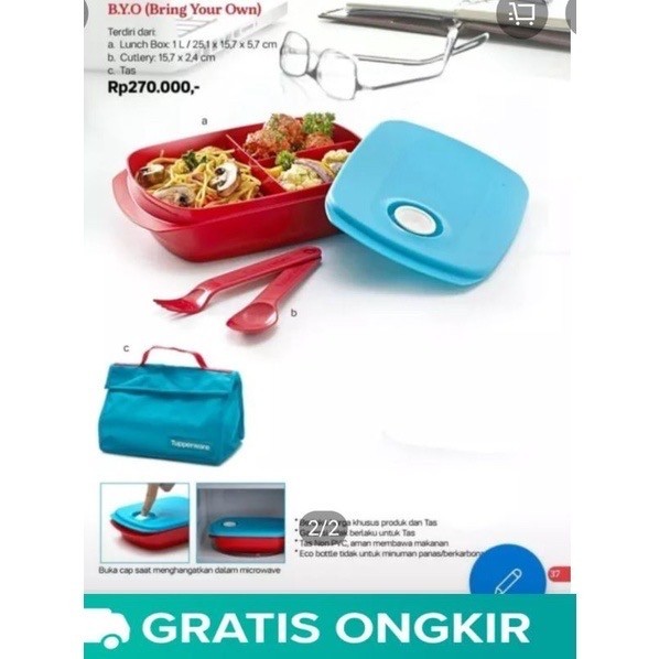 Kotak bekal makan Tupperware byo lunch box set