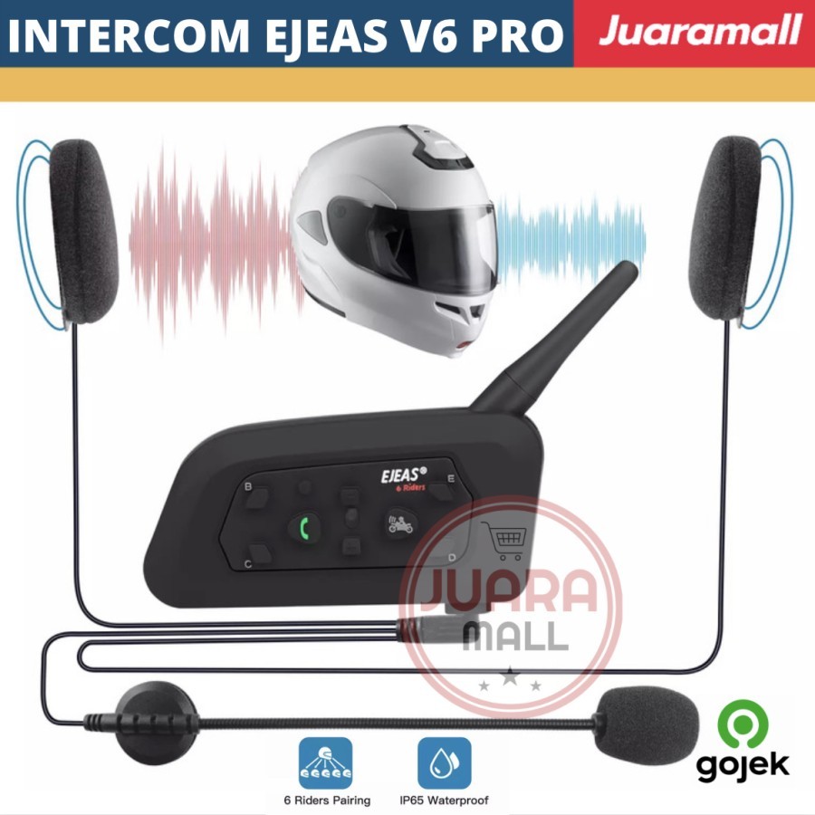 INTERCOM V6 PRO EJEAS BLUETOOTH HELM EJEAS V6 PRO 6 RIDERS ORIGINAL