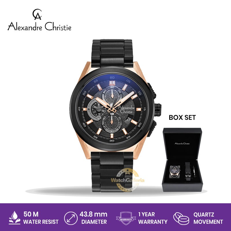 Jam Tangan Pria Alexandre Christie AC 6654 MC BBRBA BOX SET Original Murah