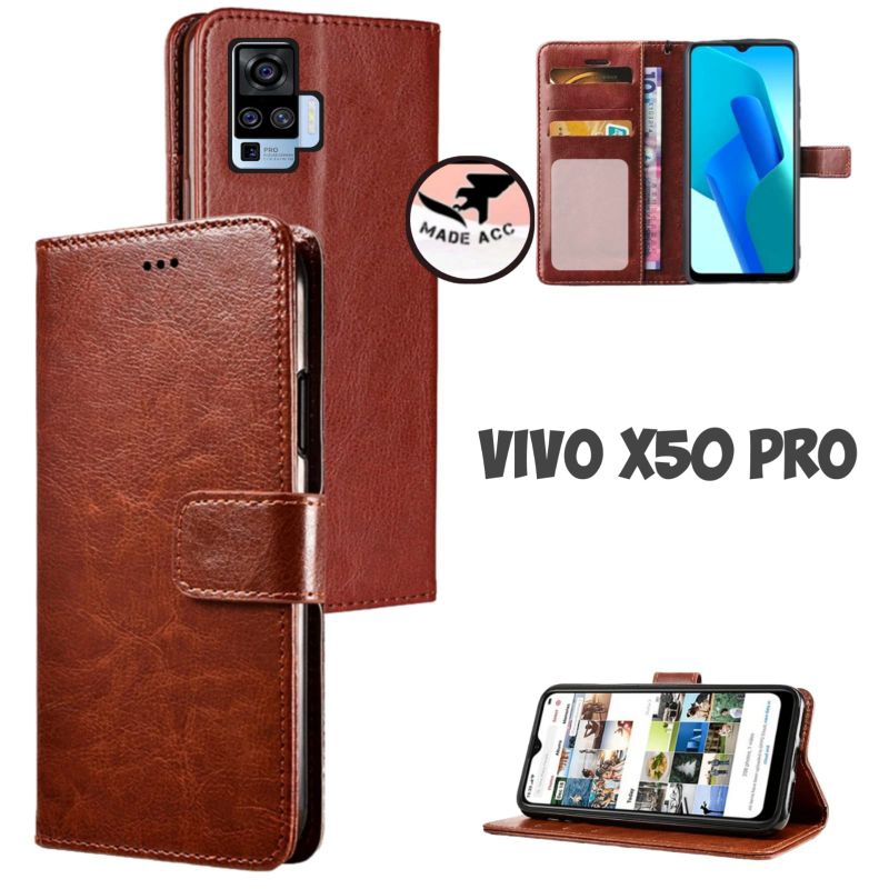 VIVO X50 PRO casing dompet flip cover leather case kulit premium