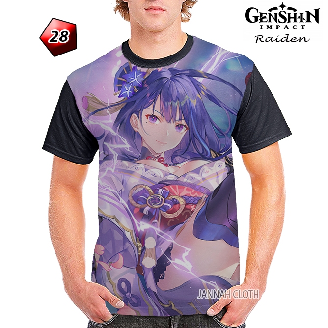 Genshin Impact Character Raiden Shogun Game T-shirt Code GI-28 Printing