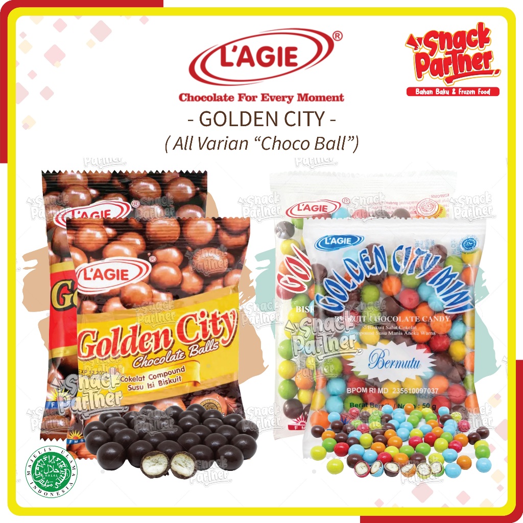 

LAGIE / L'AGIE Golden City Choco Ball - 50 / 75 GR - Big Mini Rainbow - Topping Taburan Tabur Cake Biskuit Biscuit Chocolate Coklat Donat Donut - Toping Roti Kue 50GR 75GR