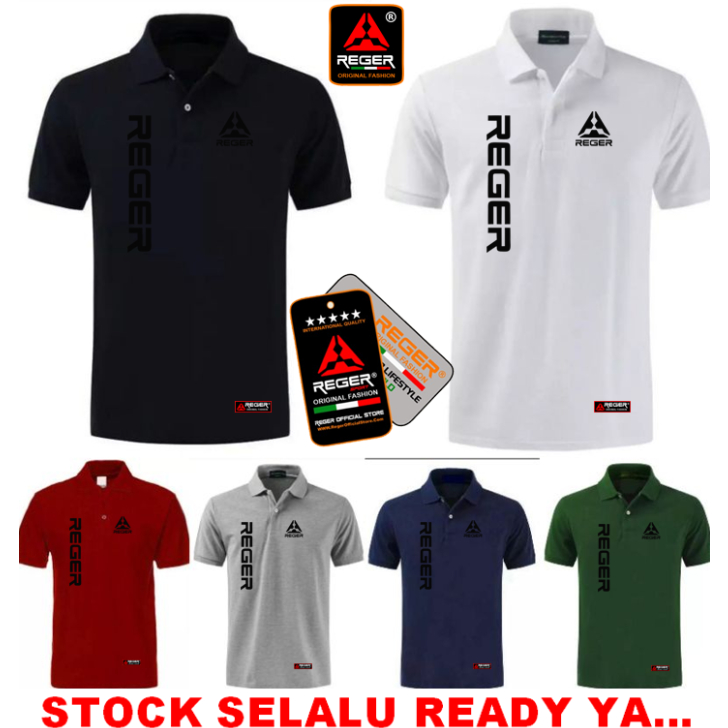 POLO REGER TEXT SIDEBLACK / LOGO SABLON POLYFLEX PREMIUM PRESS DAN TAHAN LAMA / Baju Kaos Distro Pri