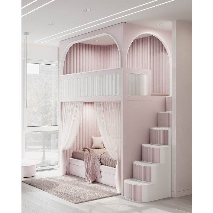 tempat tidur tingkat anak perempuan minimalis elegan