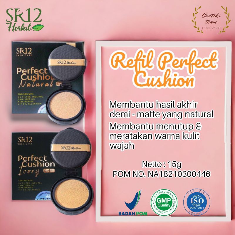 NEW Perfect Cushion Refil SR12 Bedak Padat Menutupi Wajah Berjerawat Flek Hitam