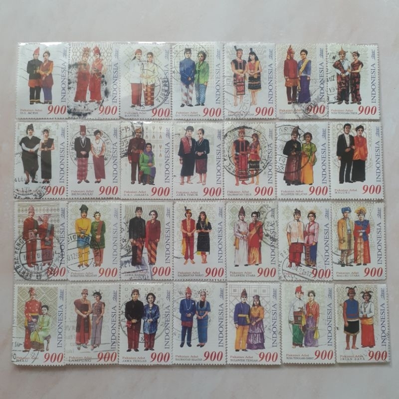 

(A) Perangko Indonesia Pakaian Adat Tahun 2000 set lengkap 28pcs