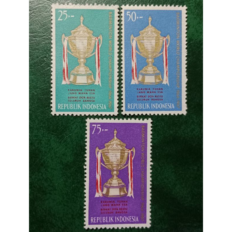 

Prangko Indonesia 3 pcs seri Thomas cup tahun 1964