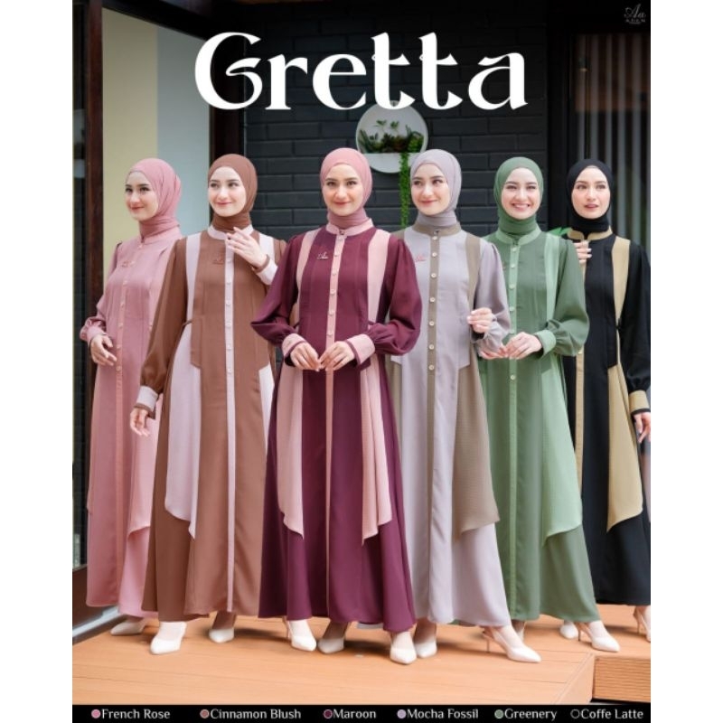 Gretta Dress by Aden Hijab | Dress Aden Hijab Ready Stok | Dress Two Tone | Gamis Aden Hijab | Tye D