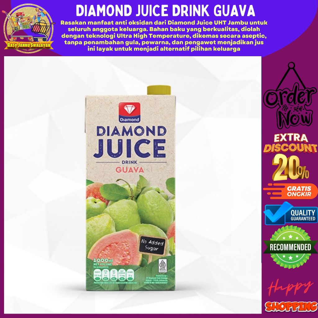 

DIAMOND JUICE UHT GUAVA 1 LITER | DIAMOND JUS JAMBU 1 L