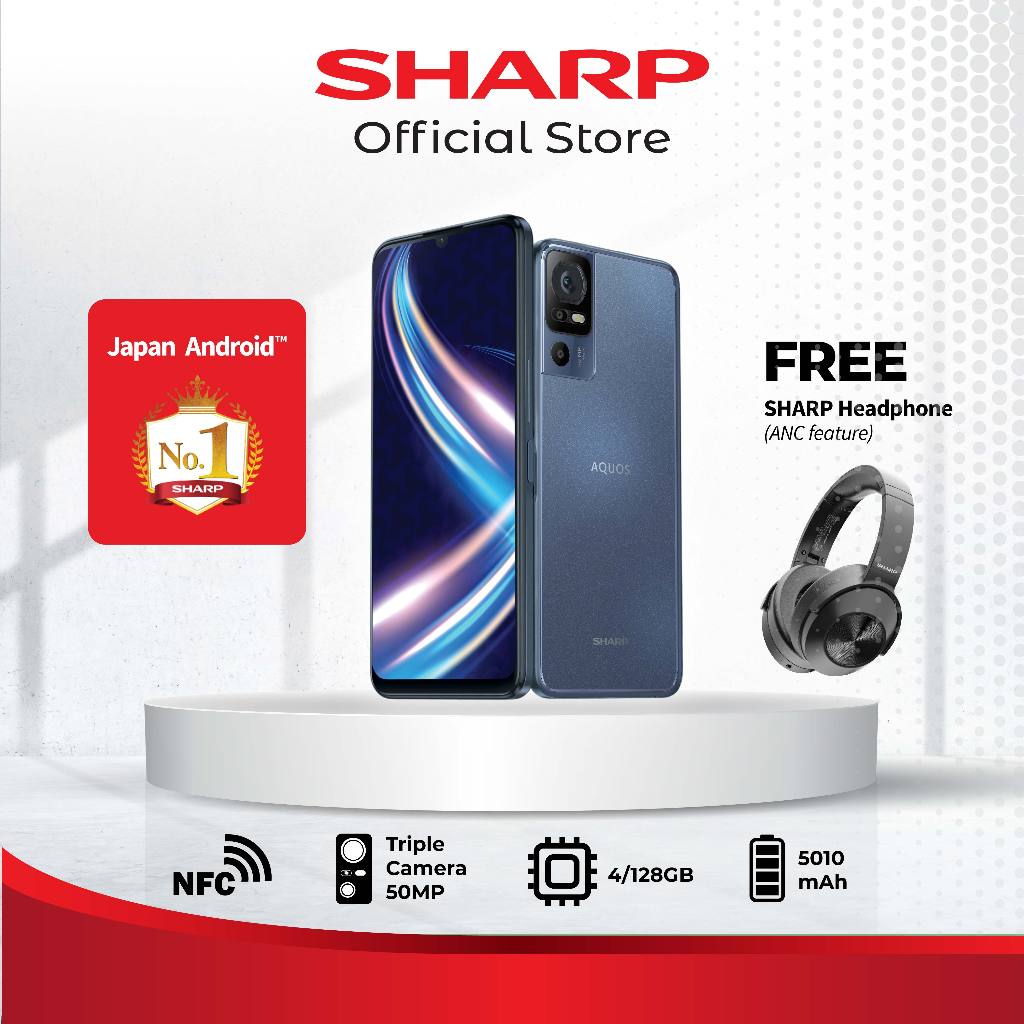 Sharp Mobile Phone / Smartphone AQUOS V7 Plus - Grey 4/128 GB + Free Headset SHARP OFFICIAL STORE