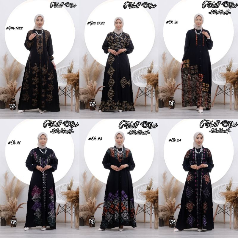 GAMIS TWIL ORI MOTIF TERBARU ELEGAN WARNA HITAM