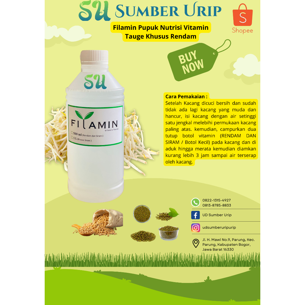 Filamin Pupuk Nutrisi Vitamin Tauge Khusus Siram 1L