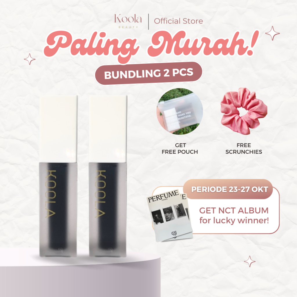 [STOCK TERAKHIR STOP PRODUKSI FLUSH OUT] BUNDLE 3 PCS (2PCS SHADE PILIHAN + 1 SHADE RANDOM) KOOLA BEAUTY STAIN LIPGLOSS GEL LIPTINT GET FREE POUCH