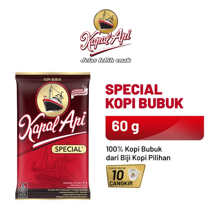 

Kopi Bubuk Kapal Api Spesial 60gr 1 bungkus murah