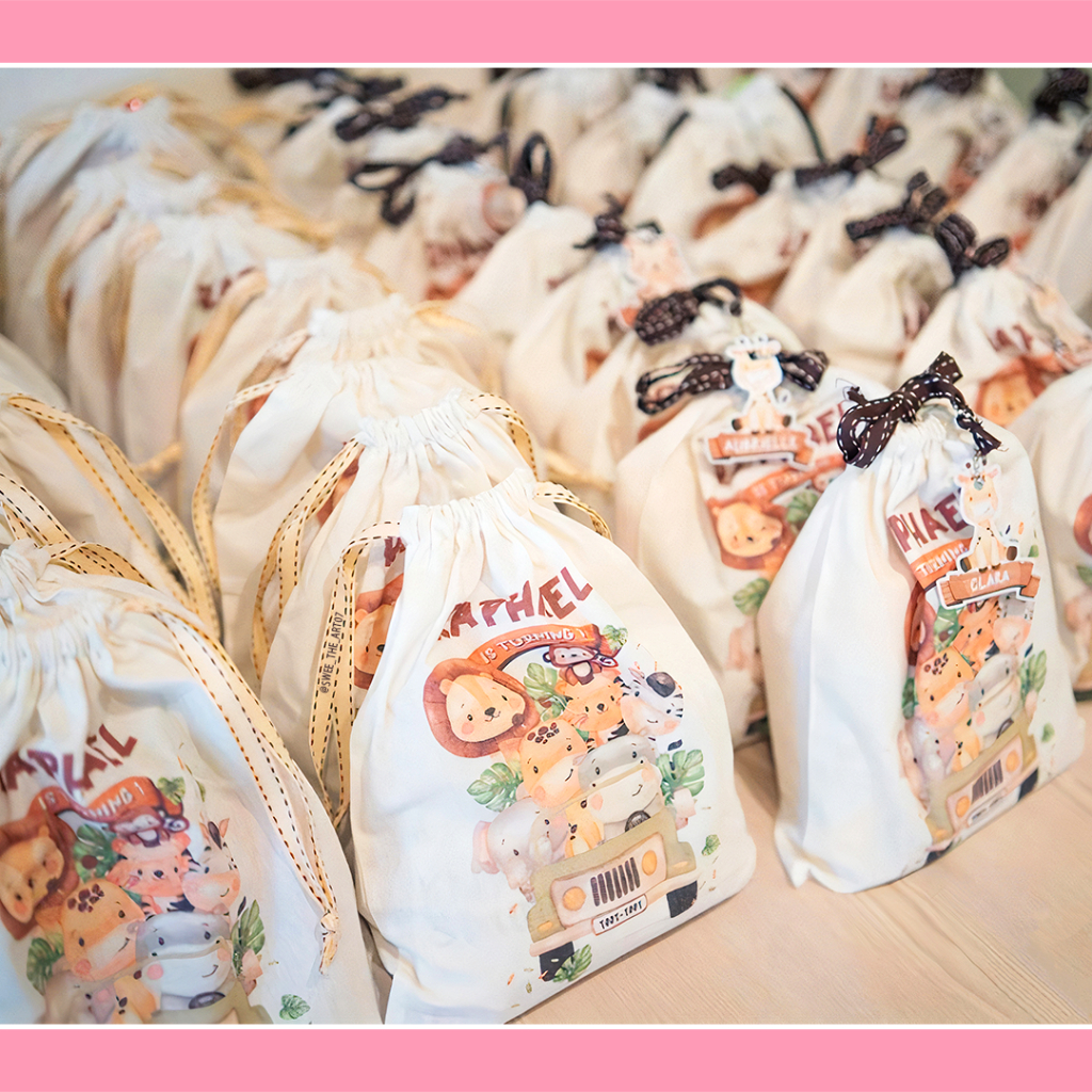 

Goodie Bag Pouch Serut Belacu Tas Ulang Tahun custom ukuran 20x25