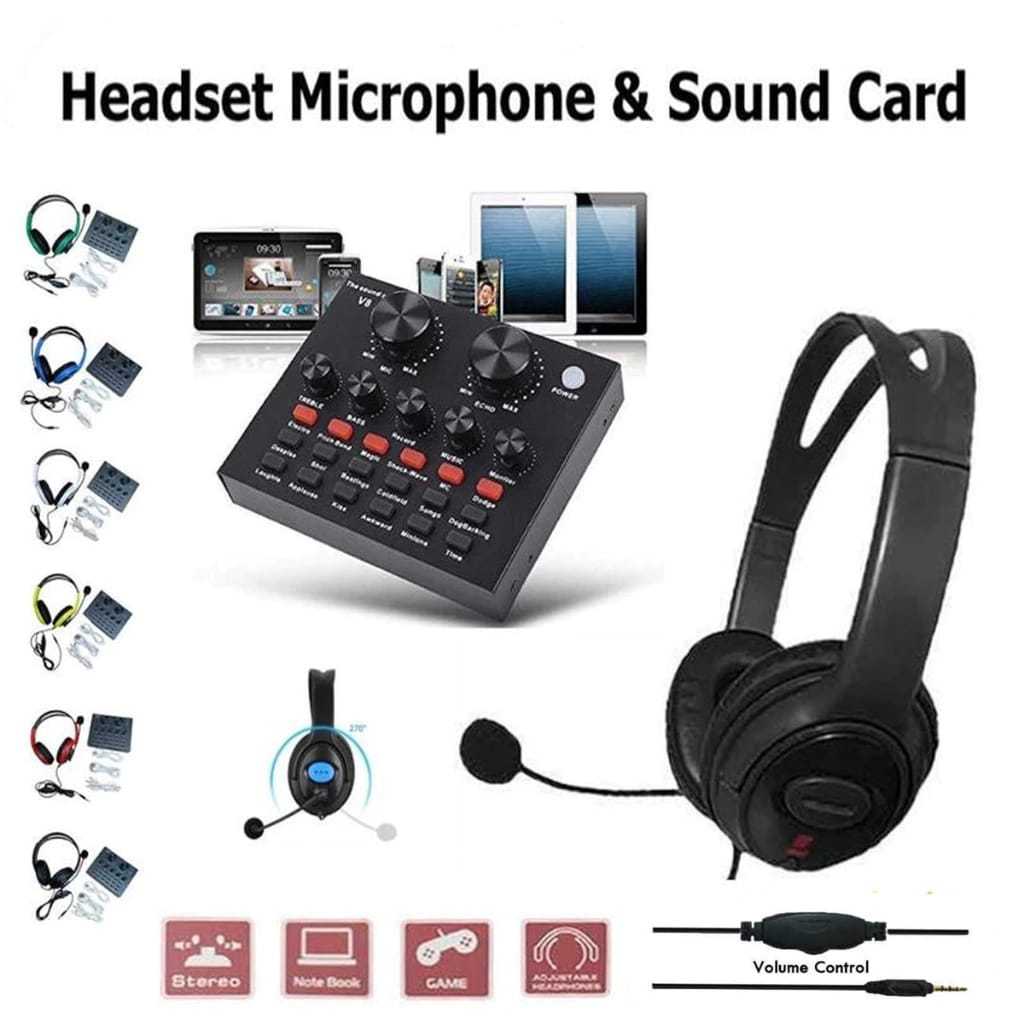 MGC-SET HEADSET MICROPHONE X10 PLUSS SOUND CARD V8