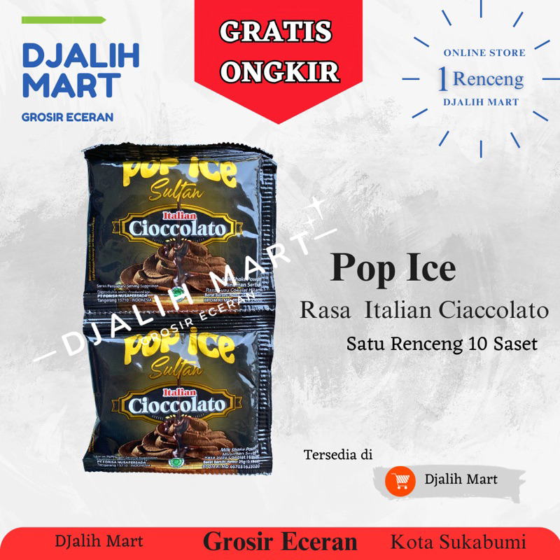 

Pop Ice Milk Shake Powder Rasa Ciaccolato 10pcs