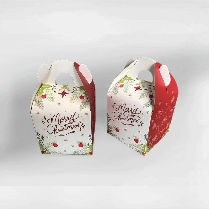 

10 Pcs Gable Box Hampers Natal 14X14X14 Dus Box Toples 500gr Kotak Kue Natal