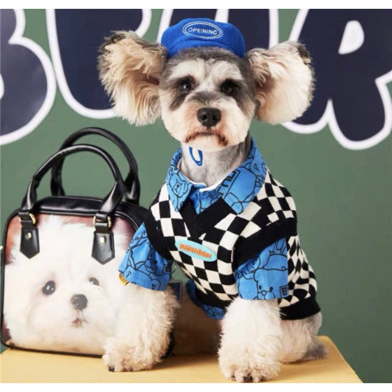 Sweater anjing catur vanss hitam putih import pawsomeneeds