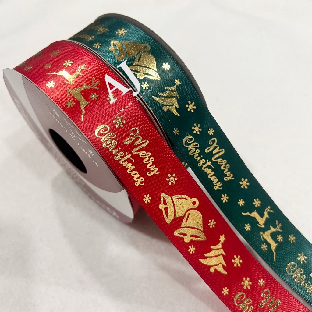 

Pita Kado Dekorasi Natal Motif Merry Christmas Ribbon 1 Inch / 2,5 cm (MINIMAL ORDER 3 ROLL)
