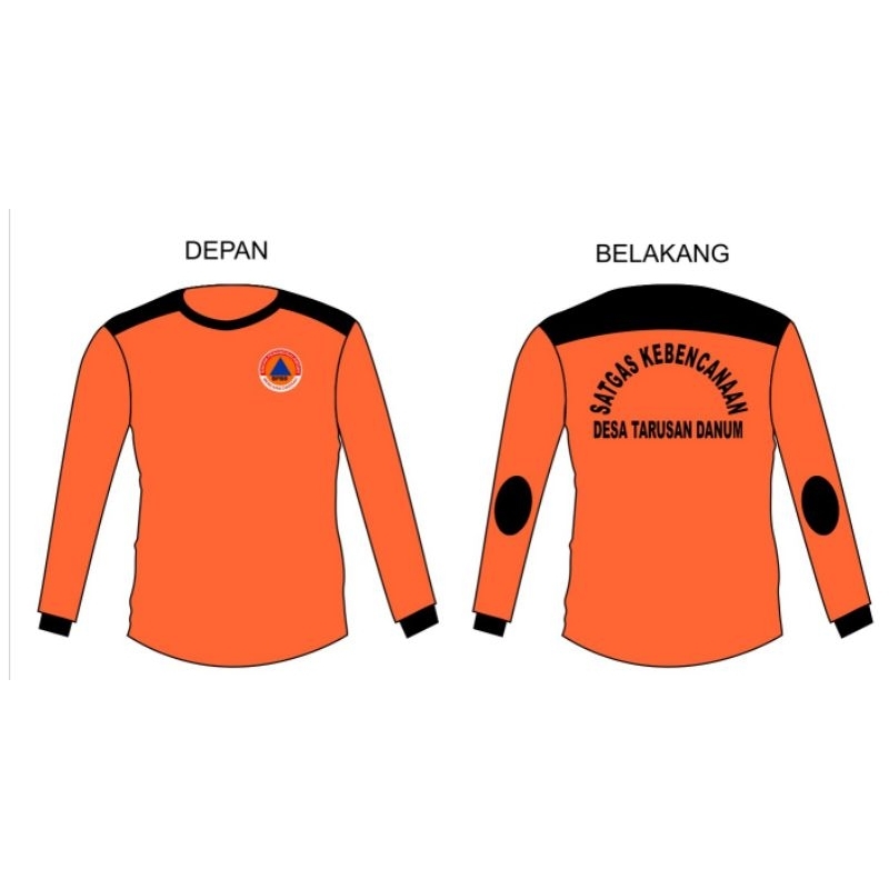 kaos orange lengan panjang dan Sablonya/kaos lapangan orange lengan panjang
