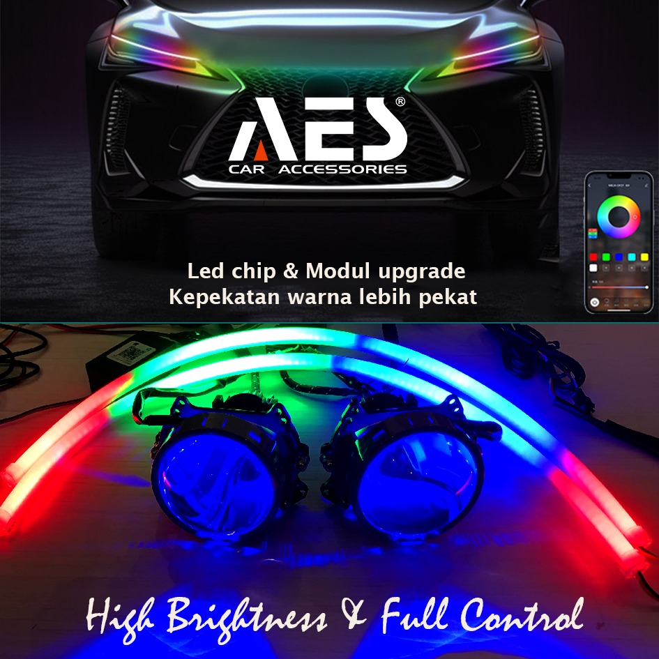 SEPASANG ALIS DRL AES RGB HURACAN SOFTLED 30cm 45cm 60 CM MOTOR MOBIL