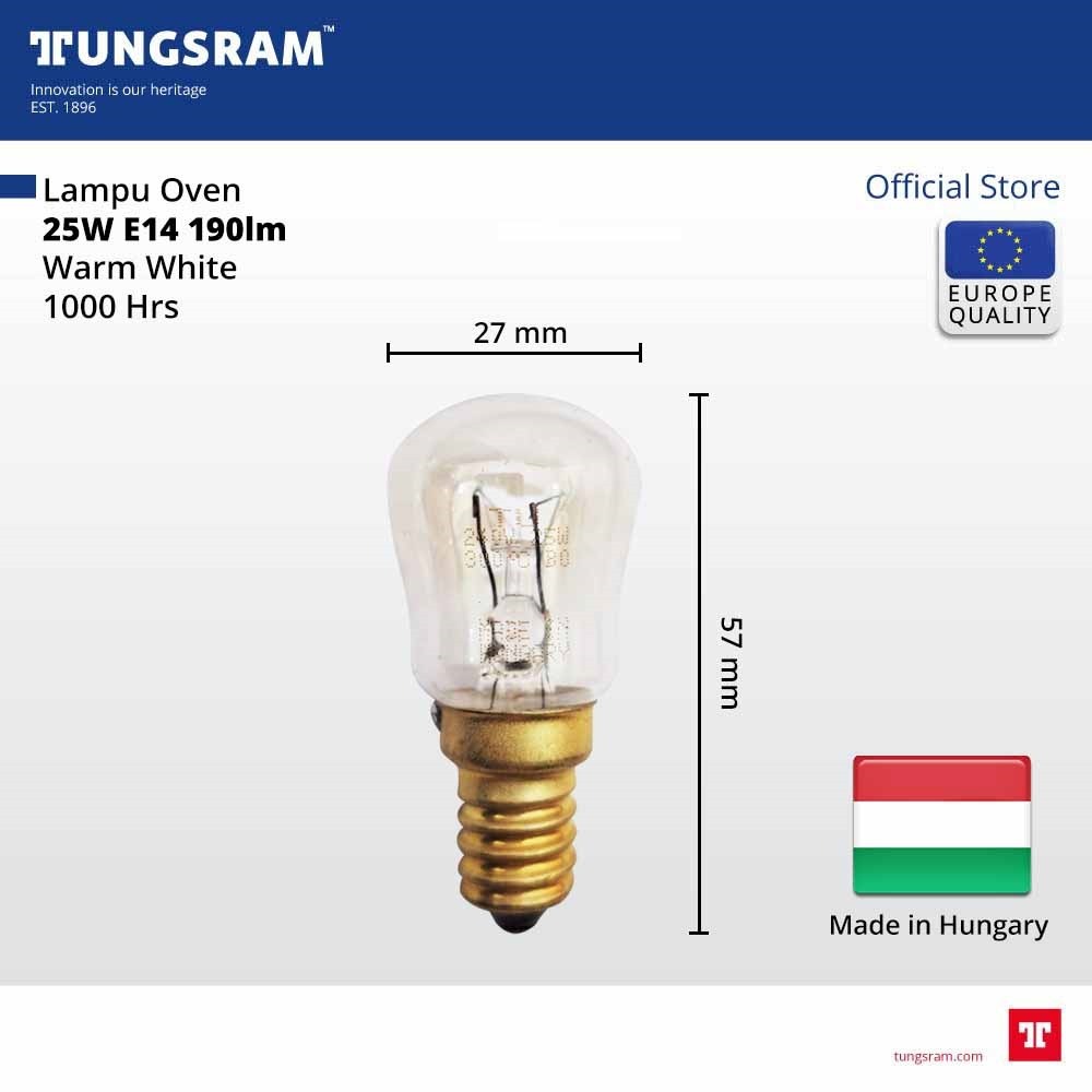 Tungsram Lampu Oven 25W E14 230V Tahan Panas Hingga 300 Deg Celcius