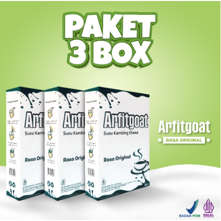 

PAKET 3 BOX Susu Kambing Etawa ARFITGOAT ORIGINAL Untuk Kesehatan Tulang Sendi Dan Asam Lambung