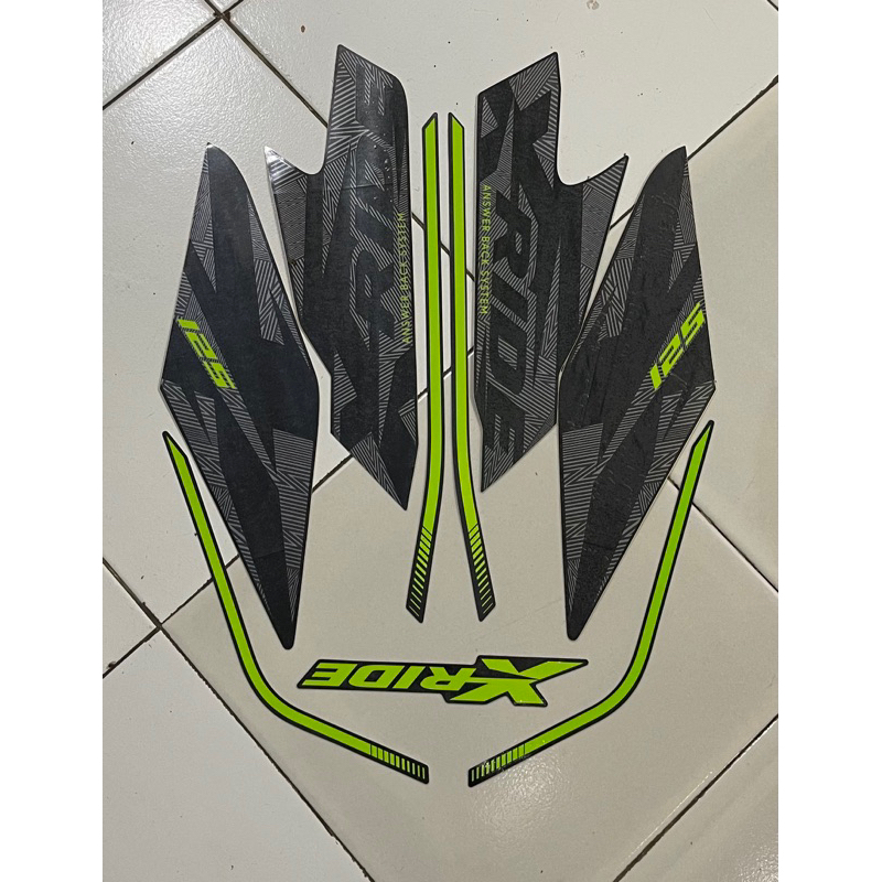 STIKER STRIPING MOTOR X RIDE 2018 ABU GREY LIS HIJAU