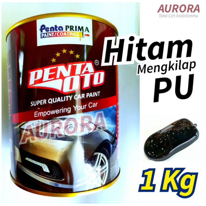 Cat Hitam PU Solid Polos Mengkilap 1Kilo Penta Oto Black Cet Mobil dan Motor Kualitas Super