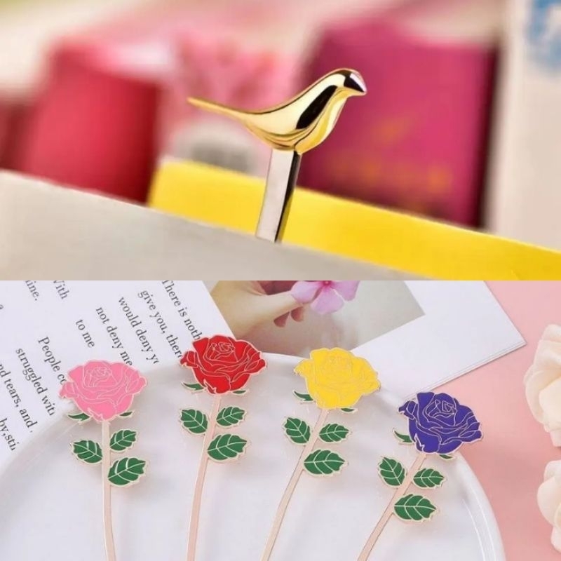 

Pembatas Penanda Buku Metal Bookmark Bunga Mawar Rose Lucu Unik Simple Praktis Decor Stationery Serbaguna