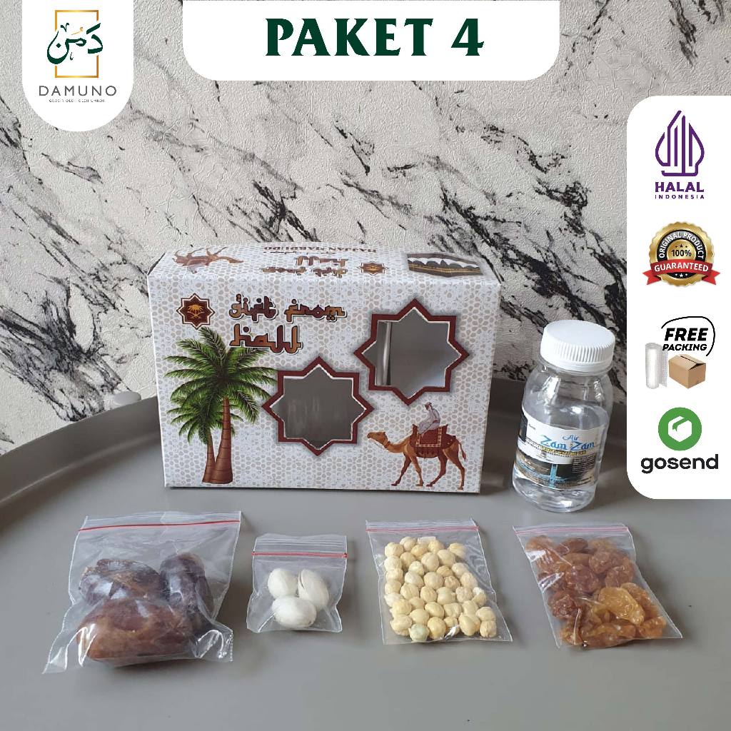 

Paket Oleh-oleh Haji Umroh Hemat premium Air zamzam 60 ml kismis kacang arab kurma + Kacang Pistachio