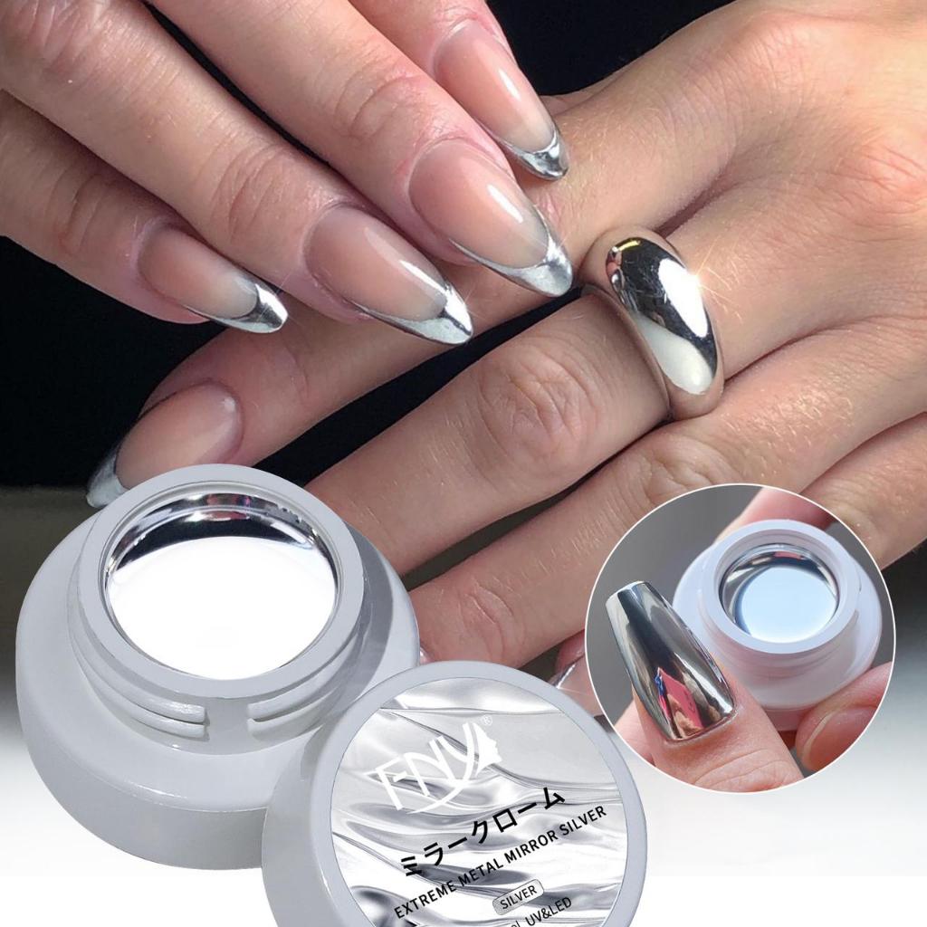 FINY EXTREME SUPER MIRROR SILVER METAL PAINTING Y2K NAILS / KUTEK METAL SILVER PREMIUM QUALITY SEPER